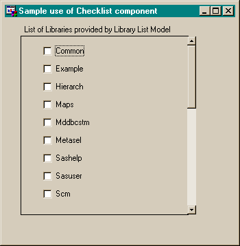 Screen shot of Check List class demo