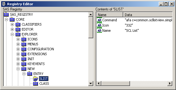 SAS Registry Editor