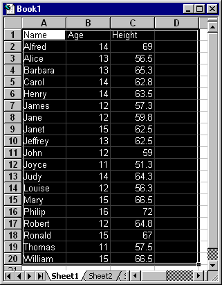 Screen shot of Excel with copied selection pasted