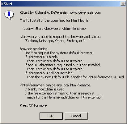 Screenshot of KStart help dialog