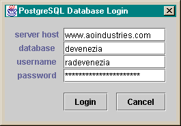 Screen shot of the the login dialog